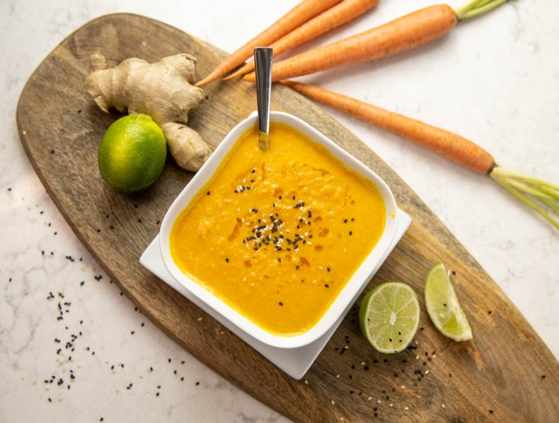 Carrot Ginger Soup with Avocado Toast - Glow by Marlowe